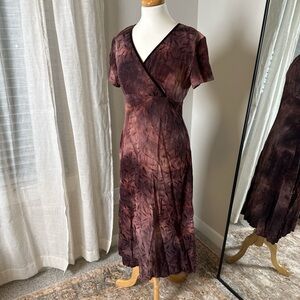 Vintage Y2K Brown Tie-Dye Midi Dress – Positive Attitude Petite (10P)